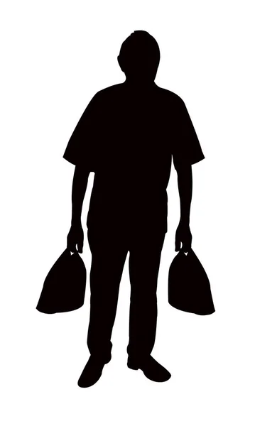 Man Shopping Bags Silhouette Vector — Stock Vector