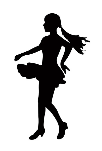 Une Adolescente Dansant Silhouette Vecteur — Image vectorielle