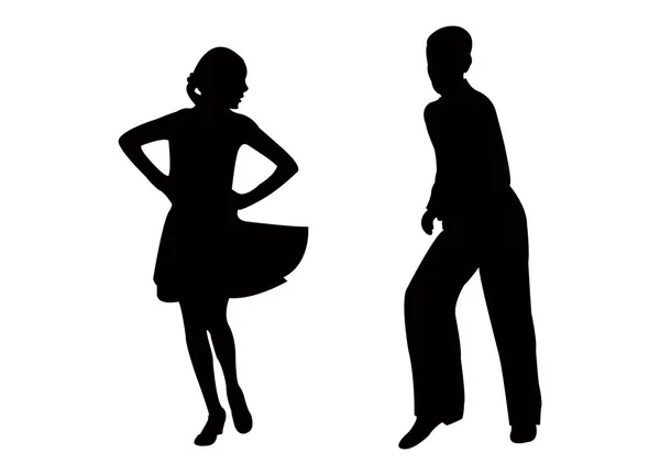 Couple Dansant Silhouette Vecteur — Image vectorielle
