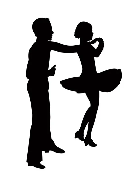 Ένας Έφηβος Ζευγάρι Χορεύει Σιλουέτα Διάνυσμα — Διανυσματικό Αρχείο
