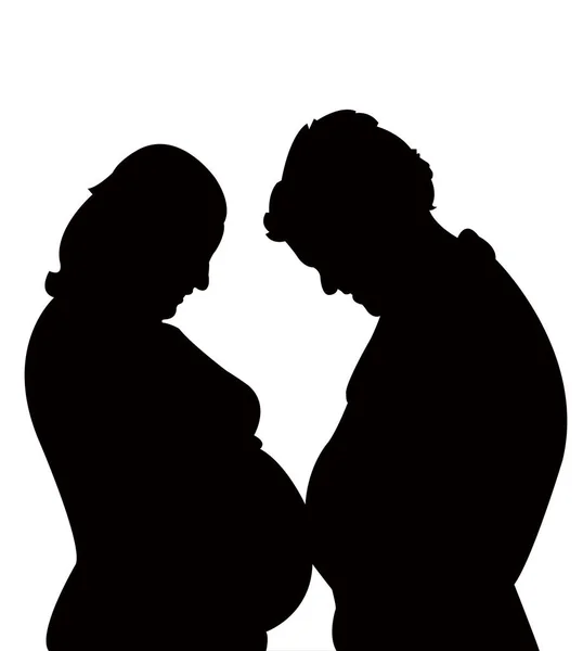 Stock vector pregnant woman and husband, body silhouette vector