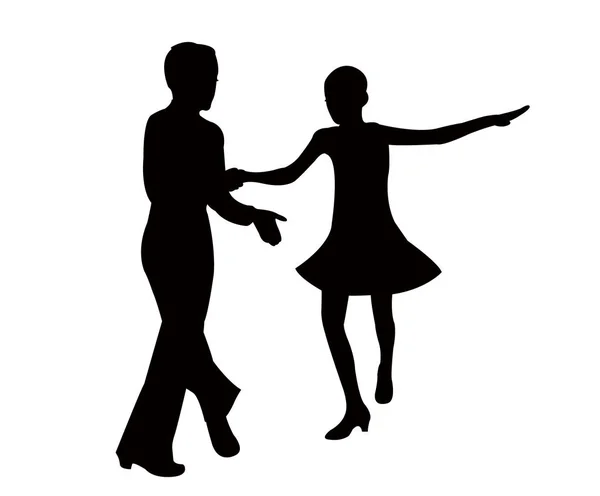 Casal Adolescente Dançando Vetor Silhueta — Vetor de Stock