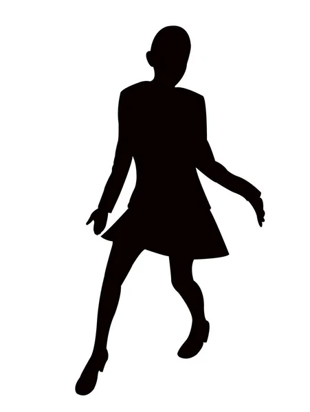 Adolescent Fille Danse Silhouette Vecteur — Image vectorielle