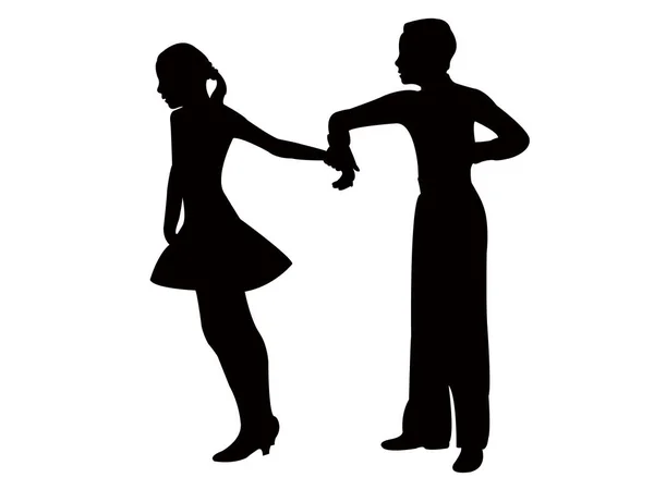 Casal Adolescente Dançando Vetor Silhueta — Vetor de Stock