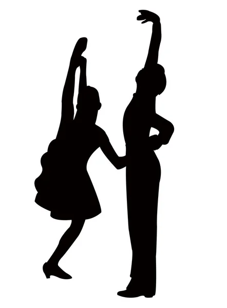 Couple Adolescent Dansant Vecteur Silhouette — Image vectorielle