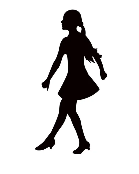 Teenager Girl Dancing Silhouette Vector — Stock Vector