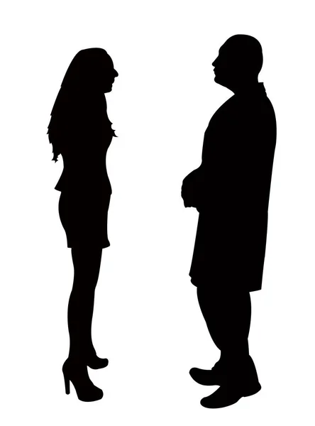 Friends Talking Silhouette Vector — Stock Vector