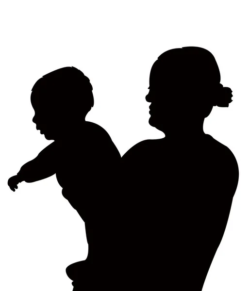 母親と赤ちゃんのシルエットのベクター — ストックベクタ