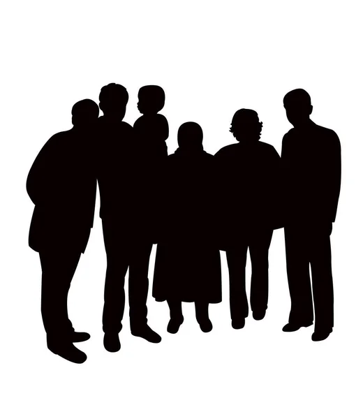 Family Portrait Silhouette Vector — Stock Vector