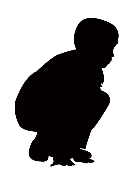 Meisje Zitten Silhouet Vector — Stockvector