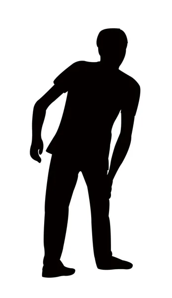 Een Gehandicapte Man Walking Silhouet Vector — Stockvector