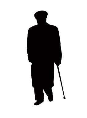 yaşlı bir adam yürüyüş, siluet vektör