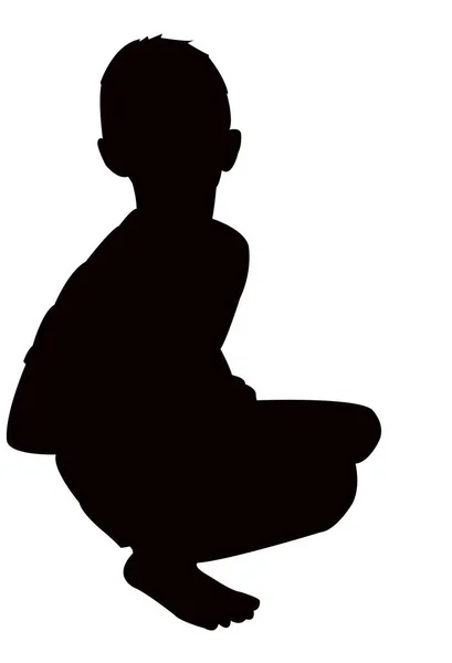 男孩坐身体剪影向量 — 图库矢量图片