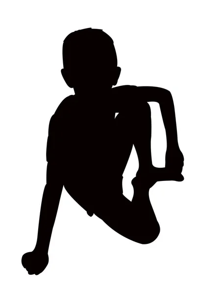 Chlapec Který Sedí Těle Siluetu — Stockový vektor