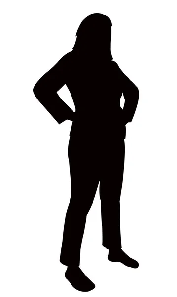 Een Vrouw Staande Silhouet Vector — Stockvector