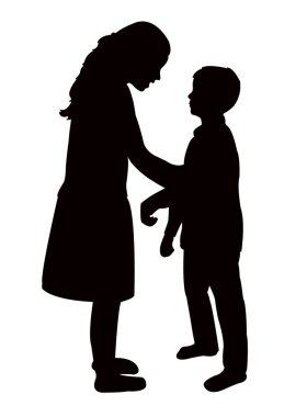 Çocuklar konuşuyor, siluet vektörü