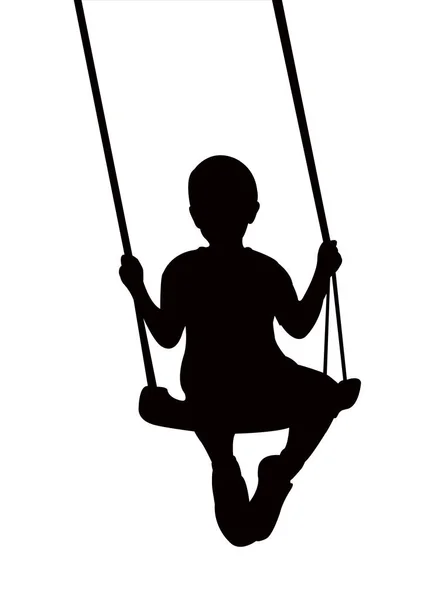 Een Kind Swingende Silhouet Vector — Stockvector