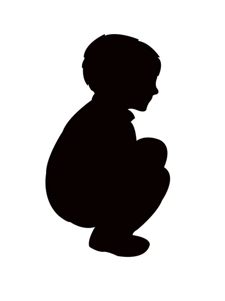 Een Jongen Zittend Lichaam Silhouet Vector — Stockvector