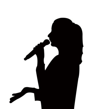 Bir kadın kafası, hoparlör, siluet vektörü