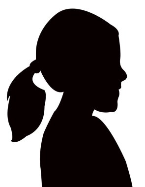 bir kız baş siluet vektörü