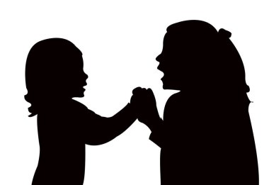 Kızlar sohbet ediyor, siluet vektörü