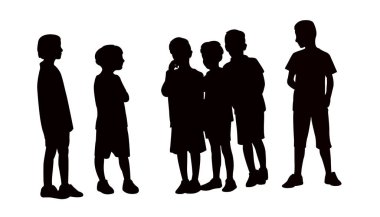 sohbet yapan iki kız, siluet vektör