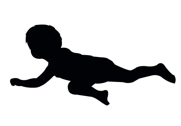 Vecteur Silhouette Accroupie Bébé — Image vectorielle