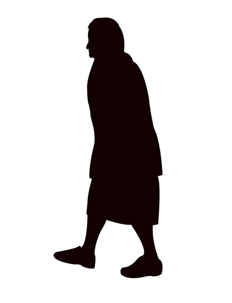 Une Vieille Femme Marchant Corps Silhouette Vecteur — Image vectorielle