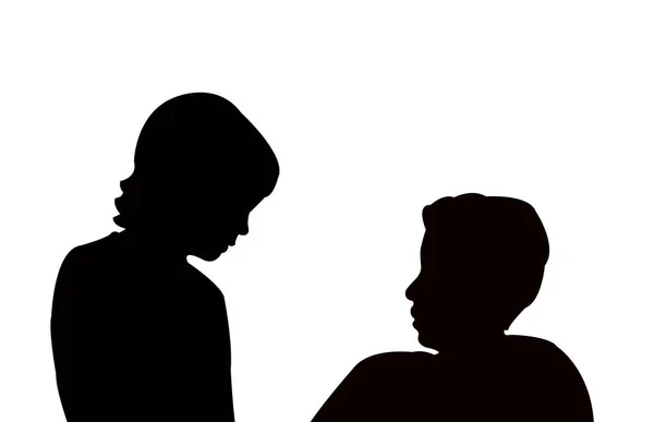 Une Fille Une Femme Parlant Des Têtes Vecteur Silhouette — Image vectorielle