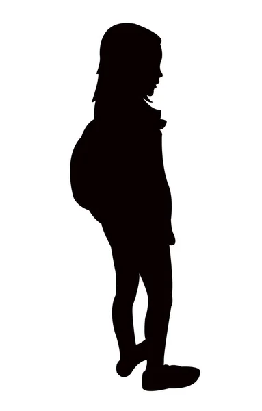 Student Girl Body Silhouette Vector — Stock Vector