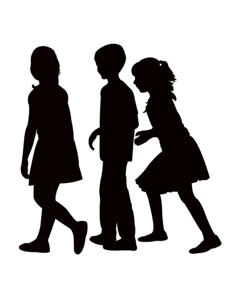 Children Making Chat Silhouette Vector — Stock Vector