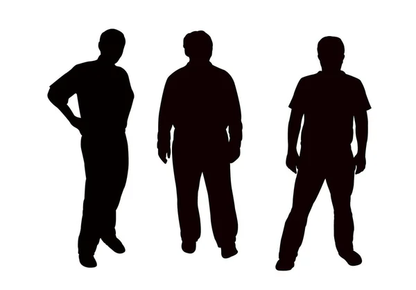 Hommes Faisant Chat Vecteur Silhouette — Image vectorielle