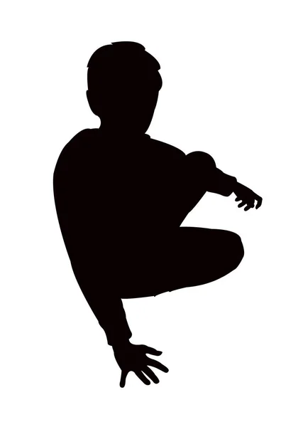 Boy Sitting Body Silhouette Vector — Stock Vector