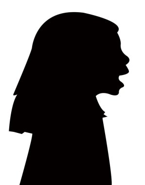 bir kız baş siluet vektörü
