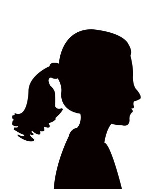 bir kız baş siluet vektörü