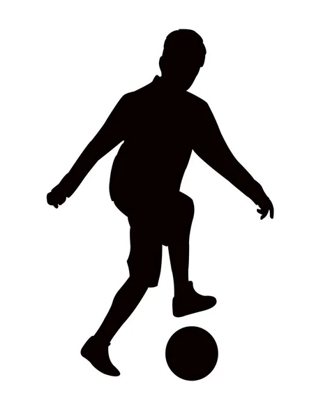 Pojke Som Spelar Fotboll Silhuett Vektor — Stock vektor