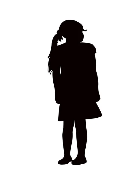 Ein Mädchen Steht Körper Silhouette Vektor — Stockvektor