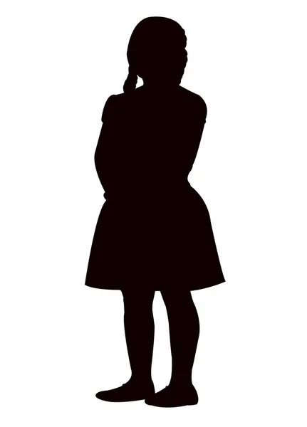 Una Ragazza Piedi Corpo Silhouette Vettore — Vettoriale Stock