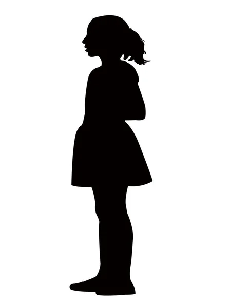 Ένα Κορίτσι Στέκεται Διάνυσμα Σιλουέτα Σώμα — Διανυσματικό Αρχείο
