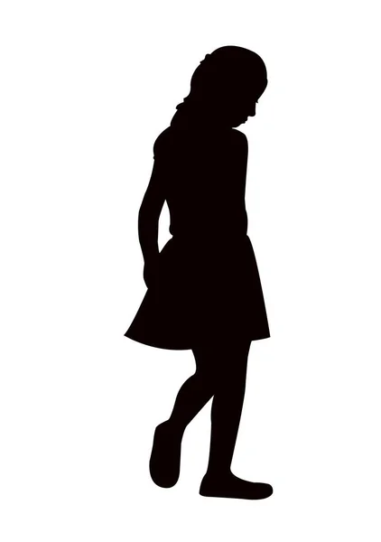 Una Ragazza Che Cammina Corpo Silhouette Vettore — Vettoriale Stock