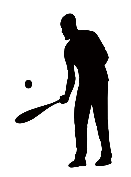 Man Playing Tennis Silhouette Vector — Stock Vector