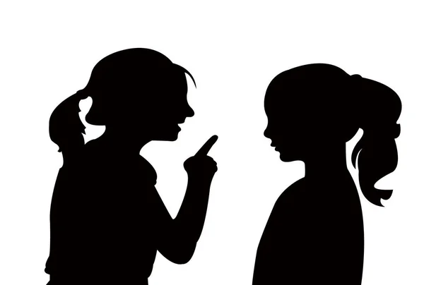 Two Girls Making Chat Silhouette Vector — Stock Vector