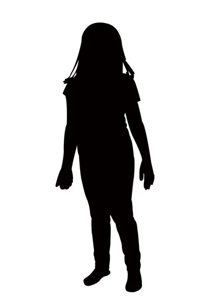 Een Meisje Staande Lichaam Silhouet Vector — Stockvector