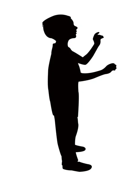 Een Jongen Lichaam Silhouet Vector — Stockvector