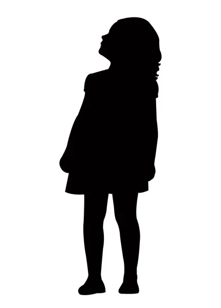 Une Fille Debout Corps Silhouette Vecteur — Image vectorielle