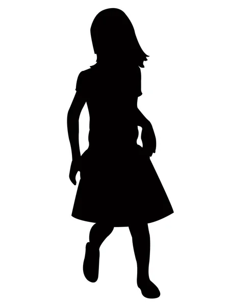 Une Fille Marche Corps Silhouette Vecteur — Image vectorielle