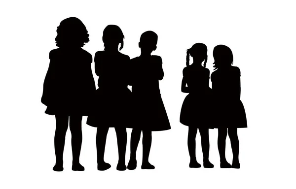 Girls Making Chat Silhouette Vector — Stock Vector