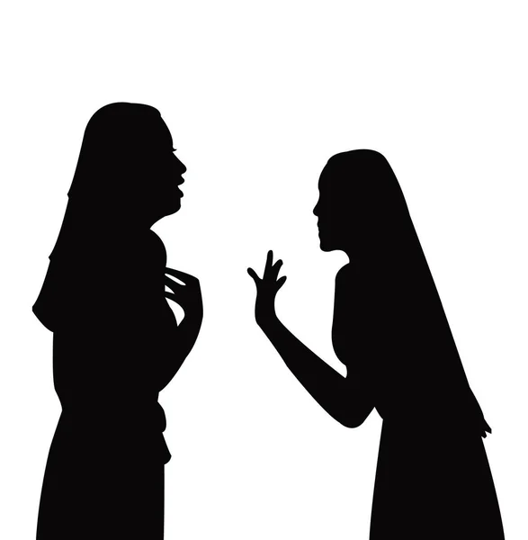 Deux Filles Faisant Chat Vecteur Silhouette — Image vectorielle