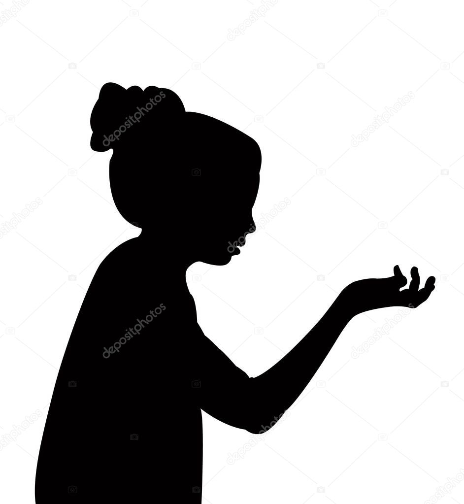 girl talking head silhouette vector