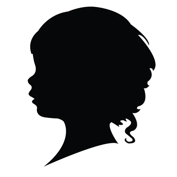 Girl Head Silhouette Vector — Stock Vector